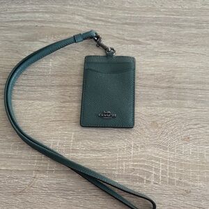 Coach Dark Green Card Holder Lanyard